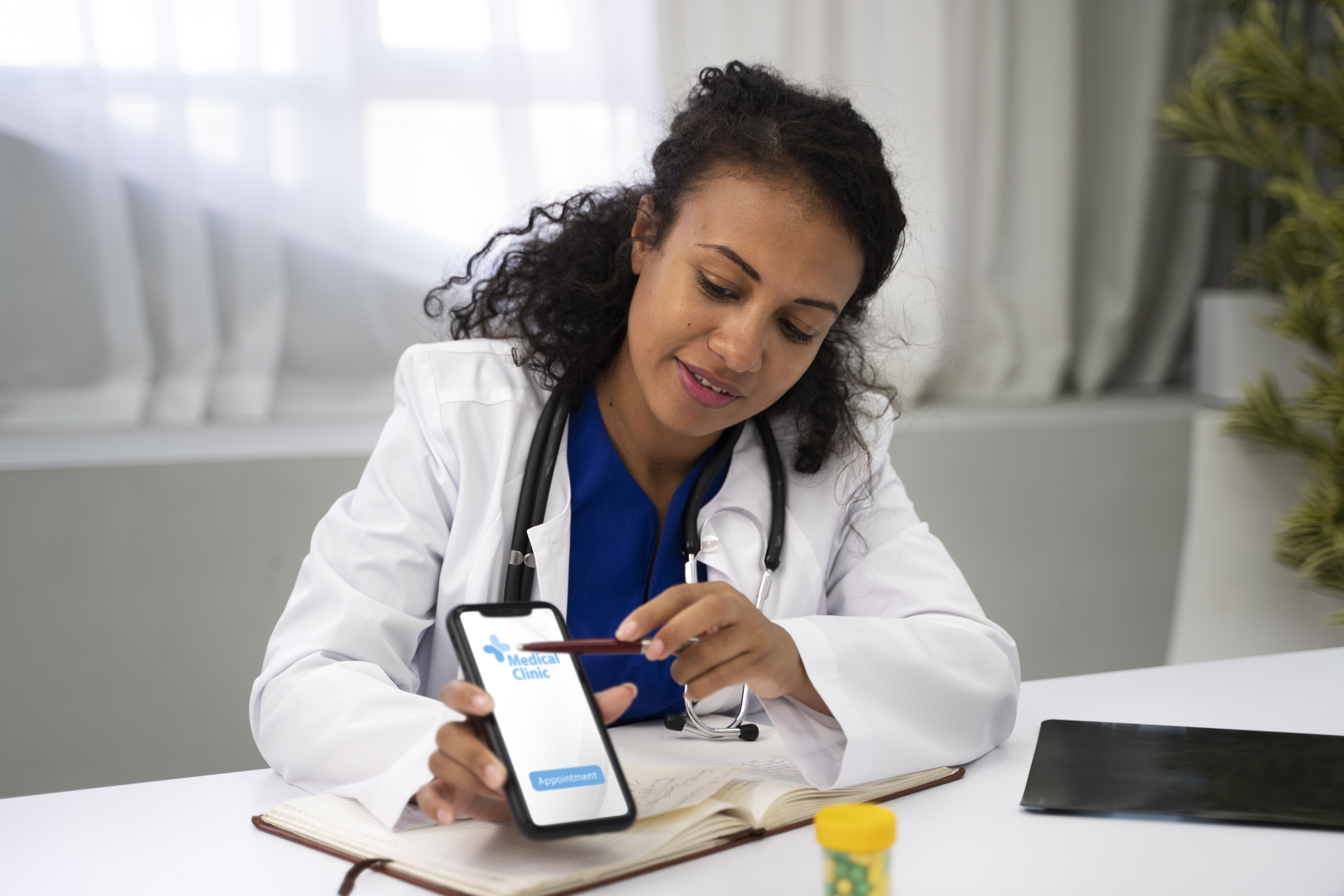 Healthcare professional using digital telemedicine tools